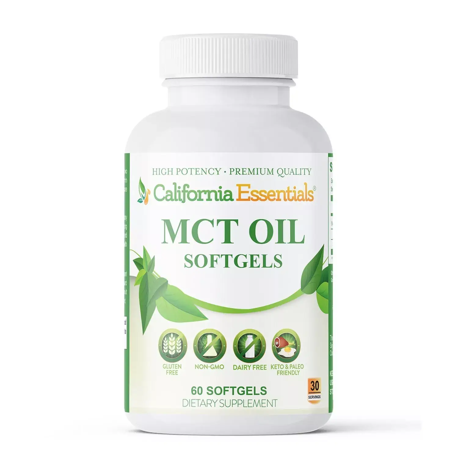 California Essentials – wholesale Oralt tillskott/Vitamin – MCT-olja: Stödjer viktminskning och ökar energi - 60 ct0