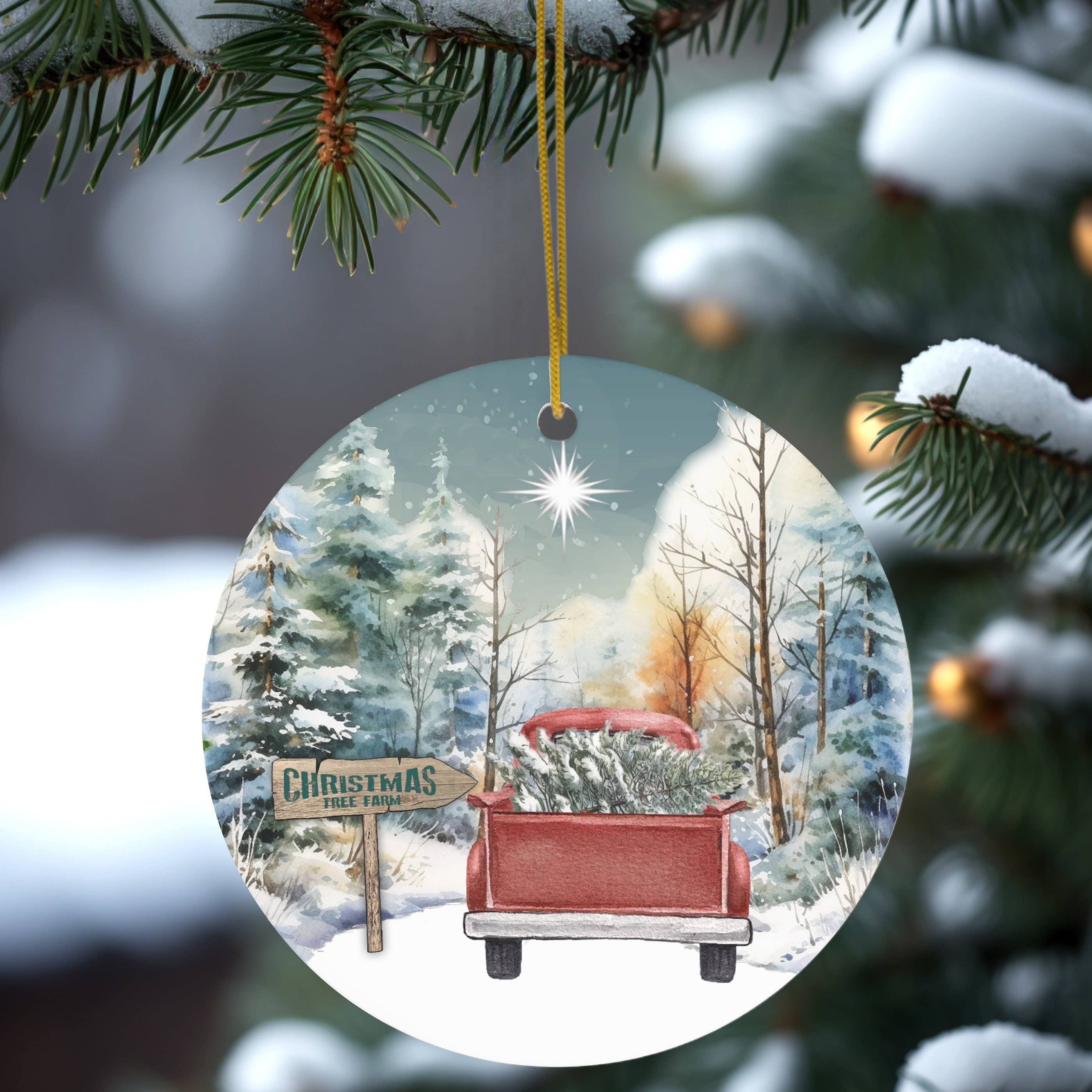 Fernville Creations - Wholesale Ornament - Personalizable Ceramic Red Truck Christmas Ornament3
