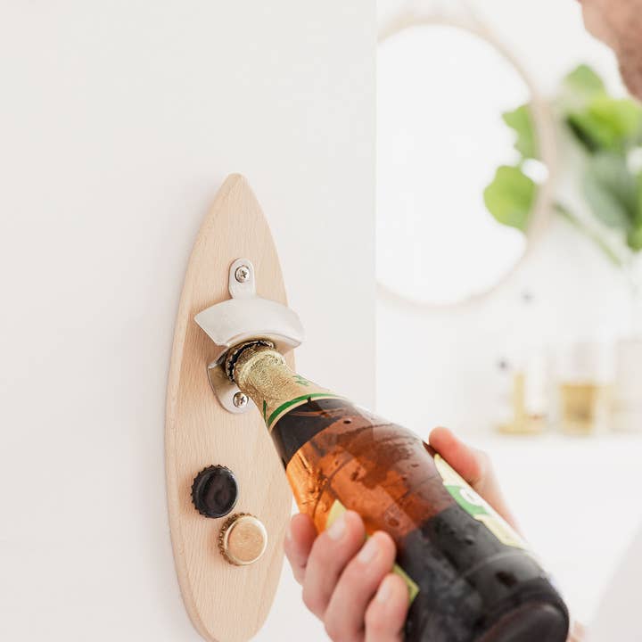 UBERSTAR - Wholesale Bottle/wine opener - Solid Wood Magnetic Surfboard Bottle Opener2
