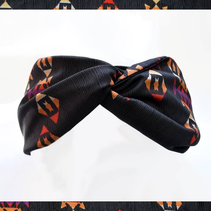 Protean London - Wholesale Haarband - Dames - Haarband uit de jaren 70, Azteekse print, zachte knoop jaren 70 haaraccessoire