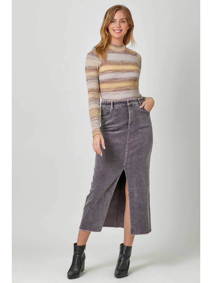 Mystree - Wholesale Skirt - Women's - 60742 Washed Front Slit Corduroy Skirt28
