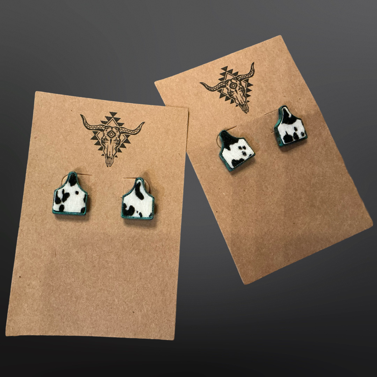 Westrian International - Wholesale Stud/Post Earrings - Faux Cowhide Cow Tag Earrings3