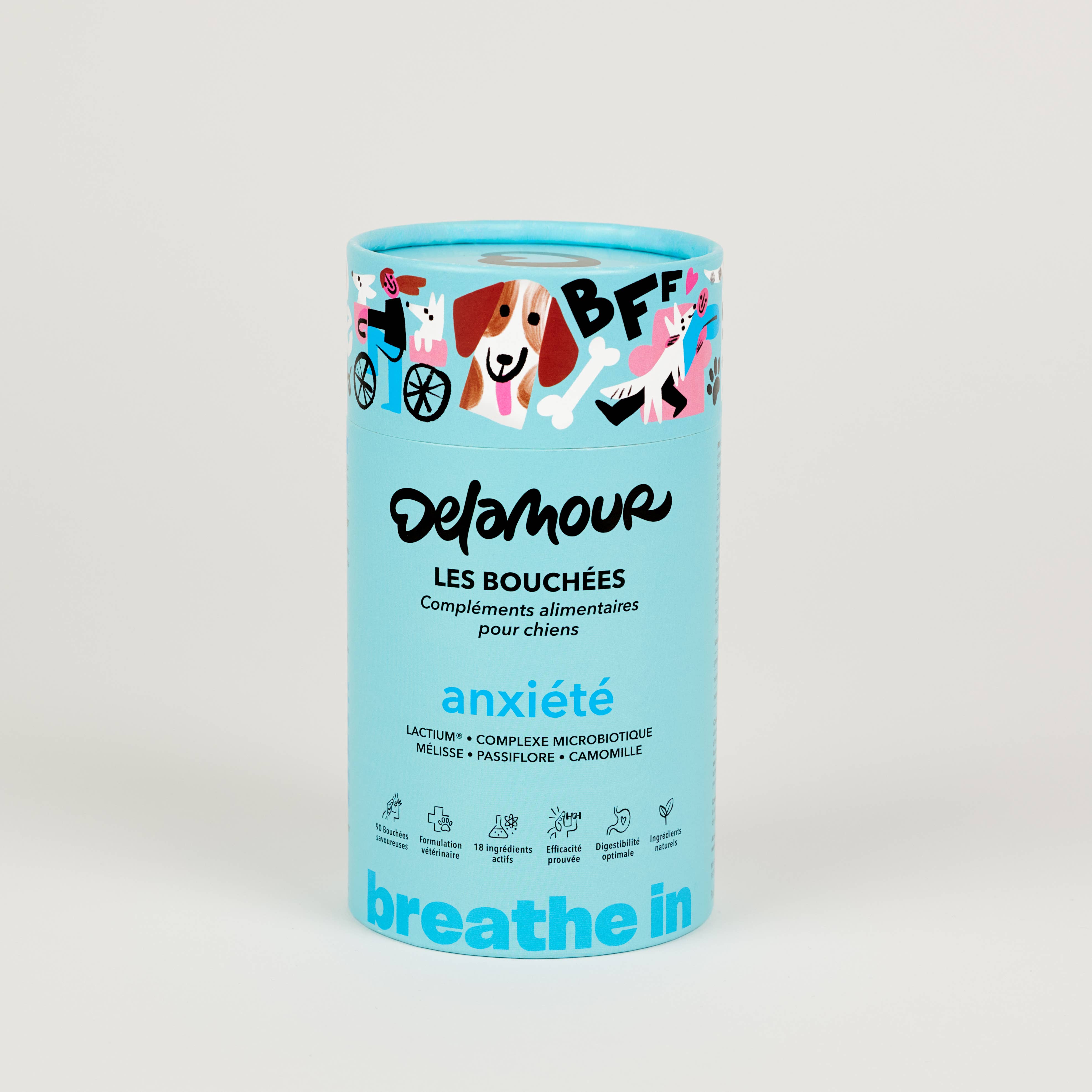 Delamour - Wholesale Pet Supplement - Dog - Les Bouchées - 90 chews to fight Anxiety (270g)0