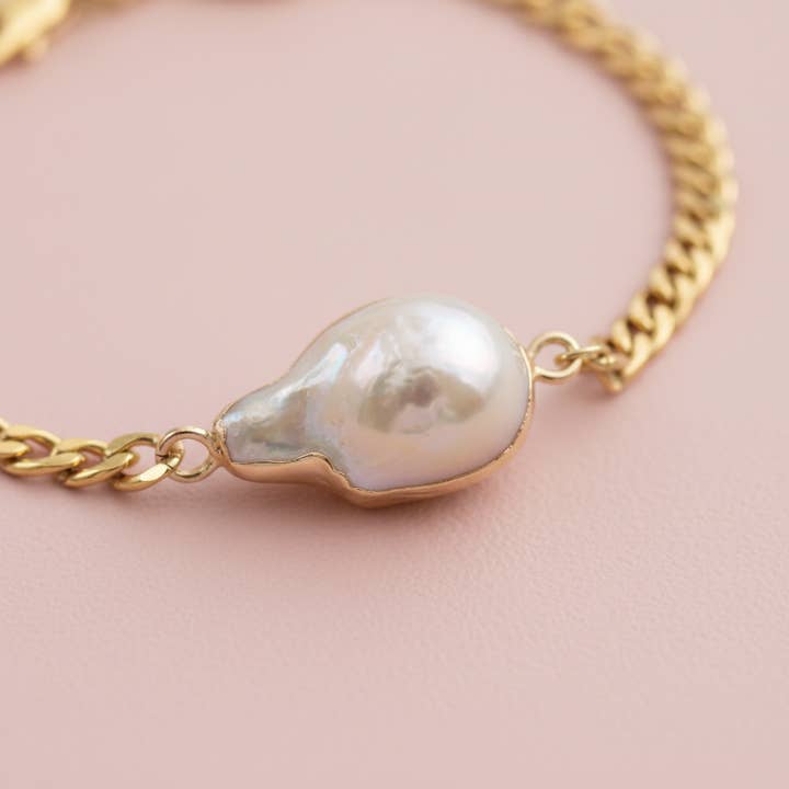 iBijoux - Wholesale Link & Chain Bracelet - Chunky Baroque Pearl Bracelet (1B13b) 3