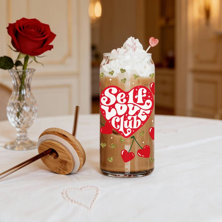 Gia Roma - Wholesale Coffee Mug - Valentines Glass Tumblers Heart Smiley, Galentines Gift Idea23