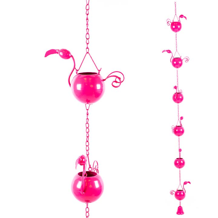 Oak Street Wholesale - Wholesale Outdoor Ornament/Decor - Phillip the Flamingo Rain Chain
