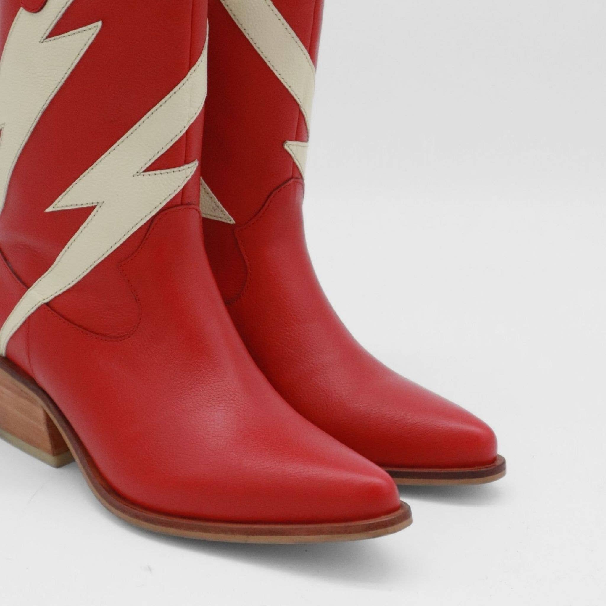 Idol Western Cowboy Women's Boots in Red Leather for wholesale on Faire3