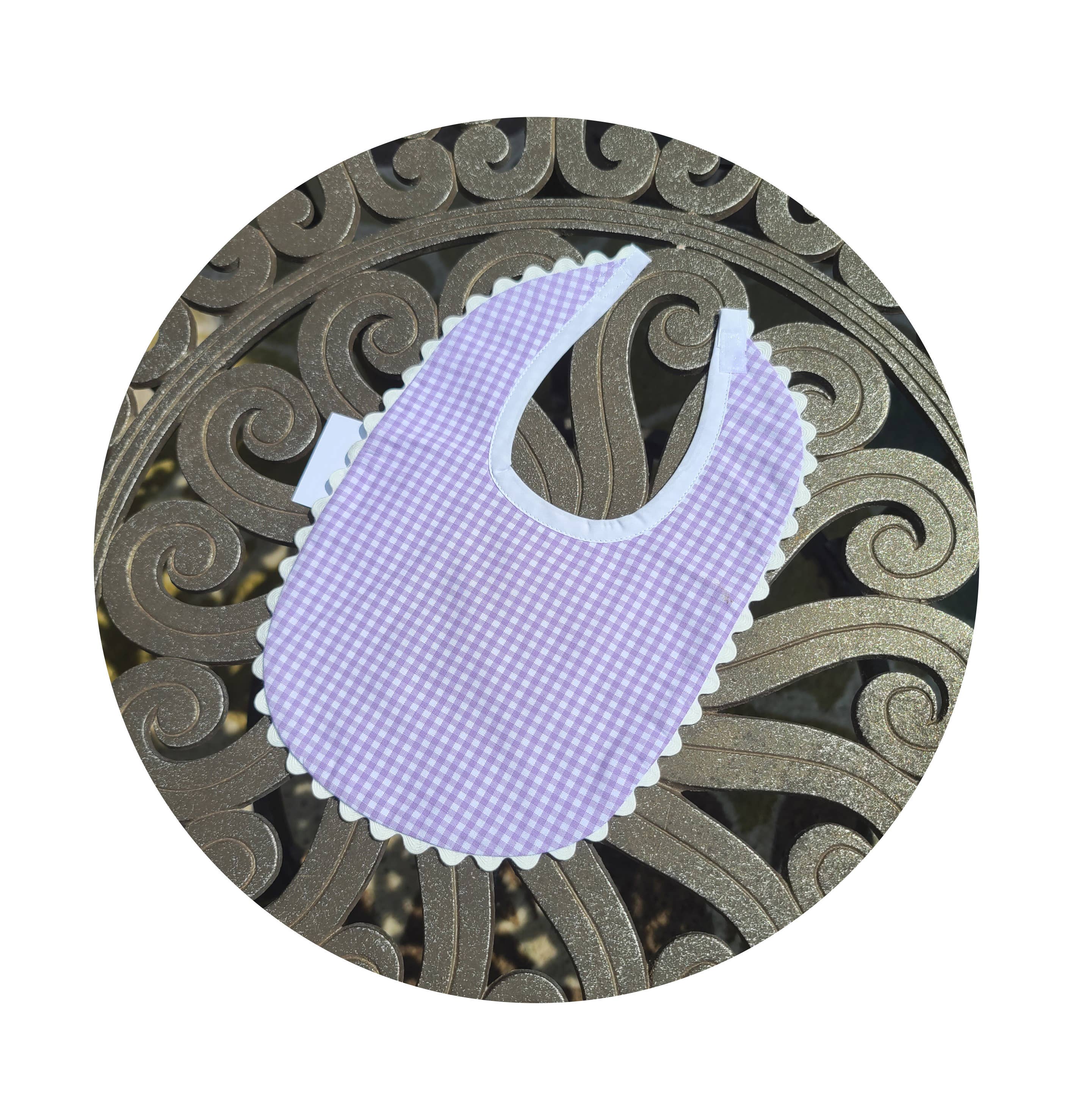 THE ROYALTY COLLECTION - Wholesale Bib - Baby - Gingham Baby Bib With Ric Rac9