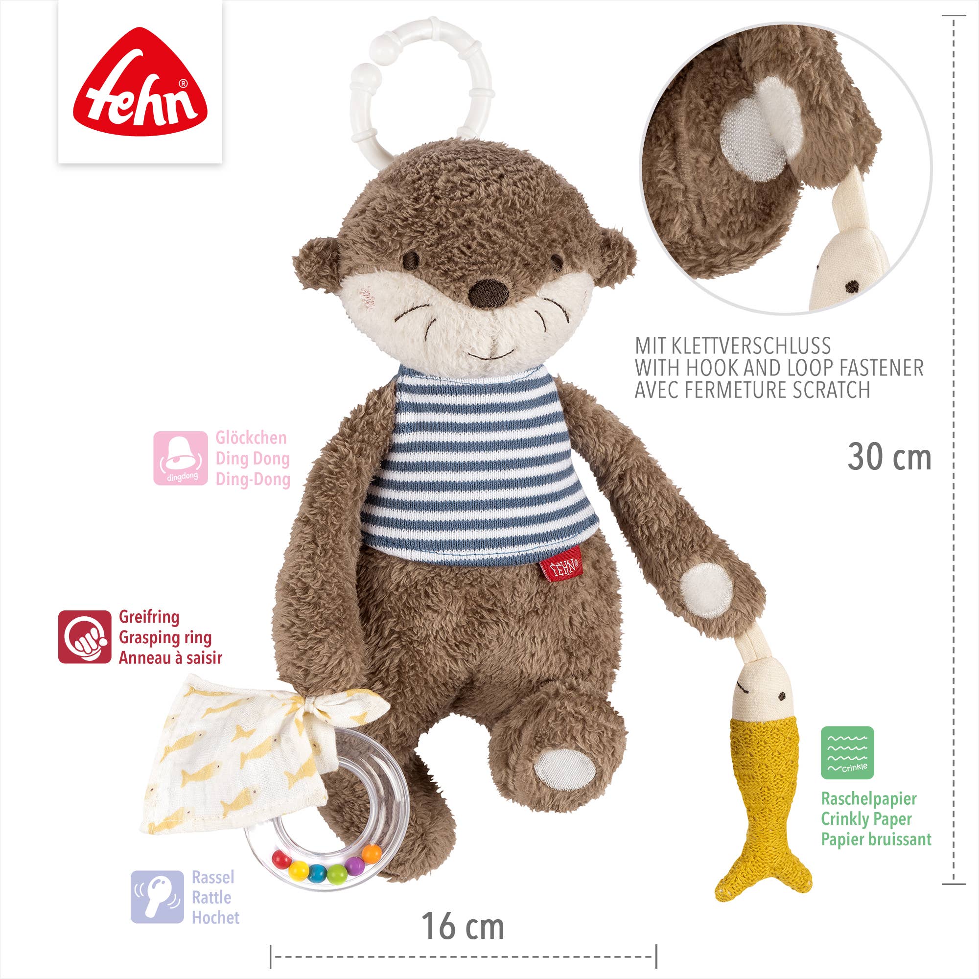 Fehn – Großhandel Hängerassel – Baby – Activity-Otter - Motorikspielzeug zum Aufhängen3