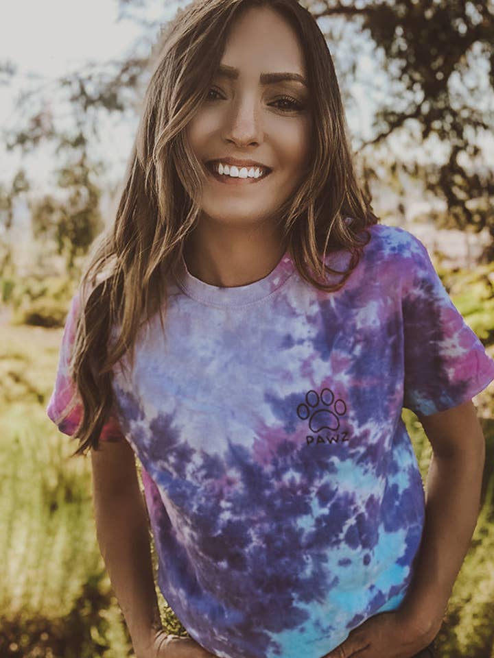 Black Classic Print Cotton Candy Tie Dye Tee for wholesale by PAWZ