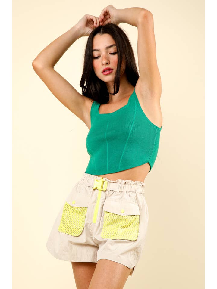 VERY J - Wholesale Tank Top - Women's - 12W2999N-Square Neck Crop Fitted Sweater Knit Tank Top17