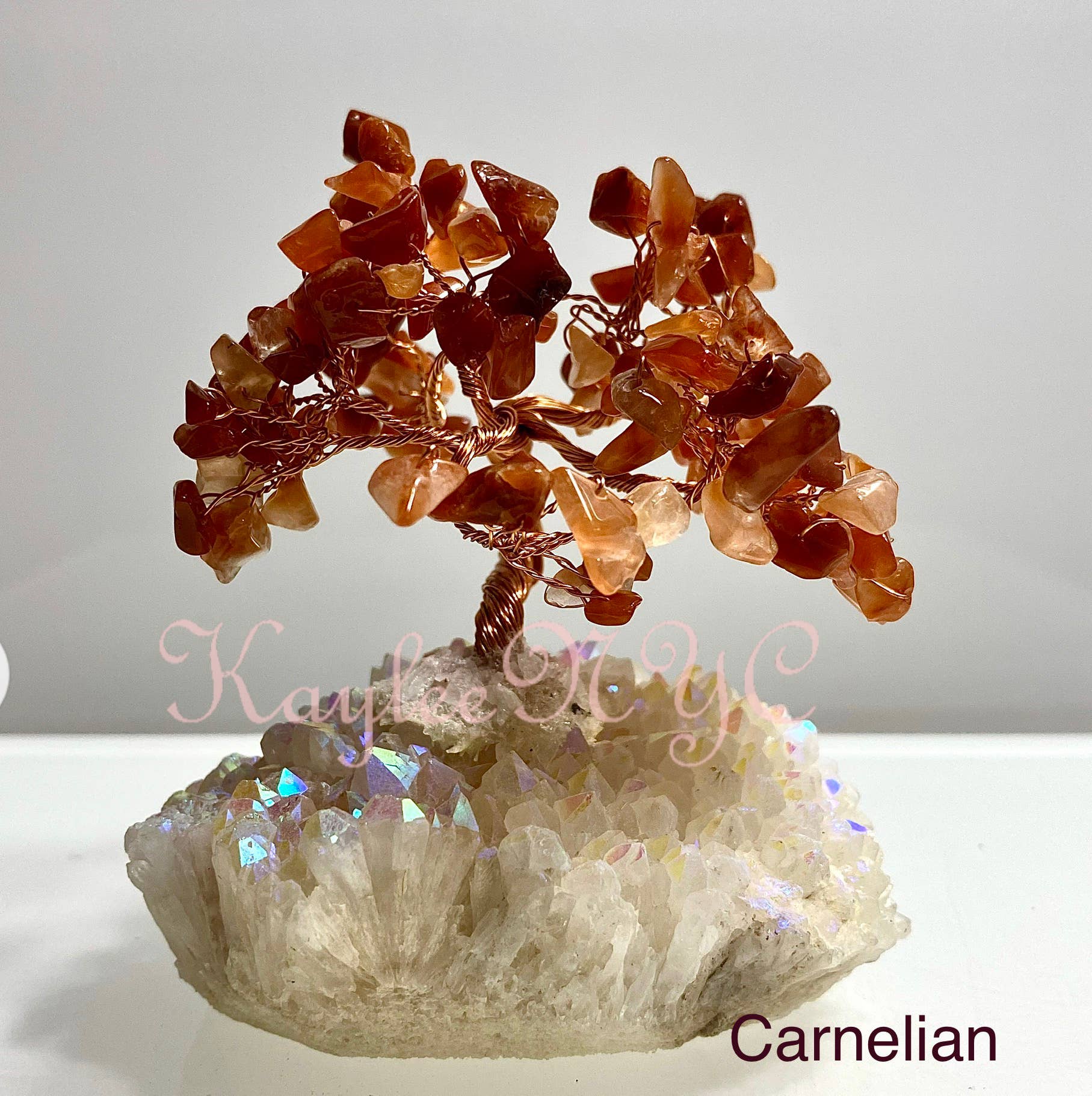 KayleeNYC - Wholesale Spiritual Stone/Crystal - Bonsai Tree with Angel Aura Base Crystal1