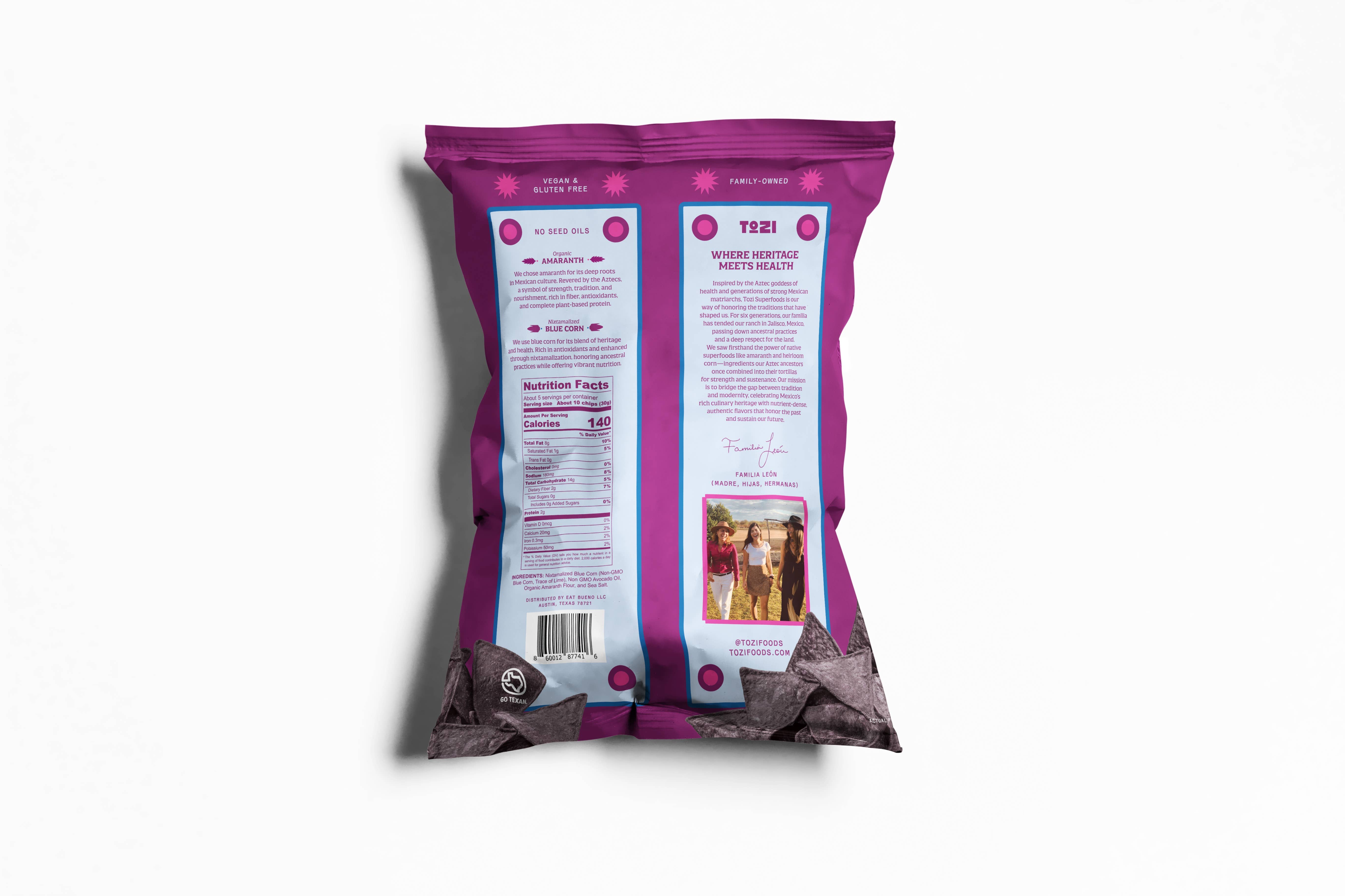 Tozi Superfoods - Wholesale Chips - Tozi Blue Corn & Amaranth Totopos (Tortilla Chips)1