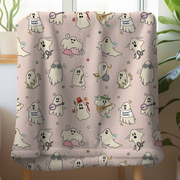 Spooky Season TS Ghostie Plush Throw Blanket for wholesale by CrescentCatCo