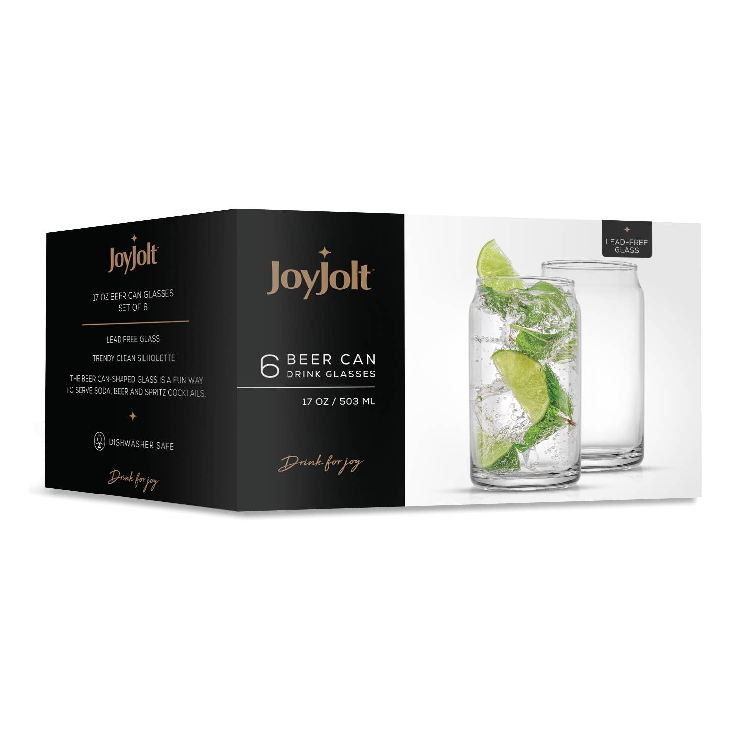 JoyJolt - Wholesale Drinking Glass/Cup - Classic Can Shaped Tumbler Drinking Glasses, Set of 66