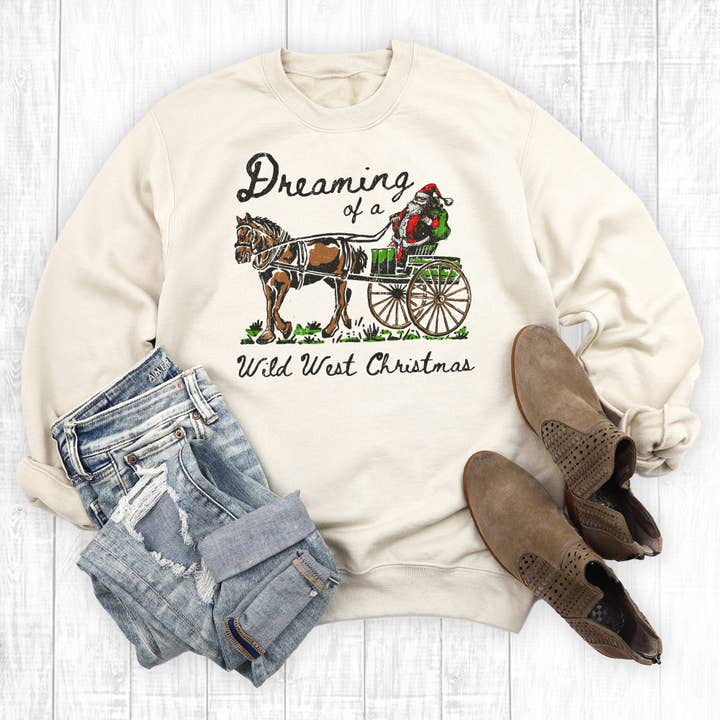 Dreaming Of A Wild West Christmas Sweatshirt for wholesale by The Way Down South