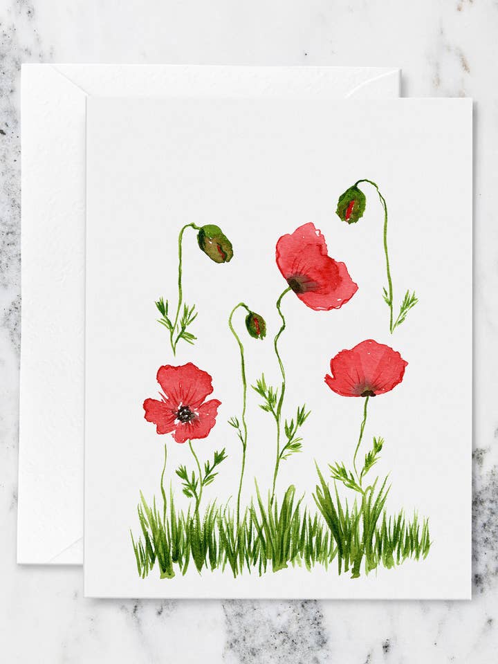 Red Poppies Note Cards for wholesale by Crissie Vitale Creative