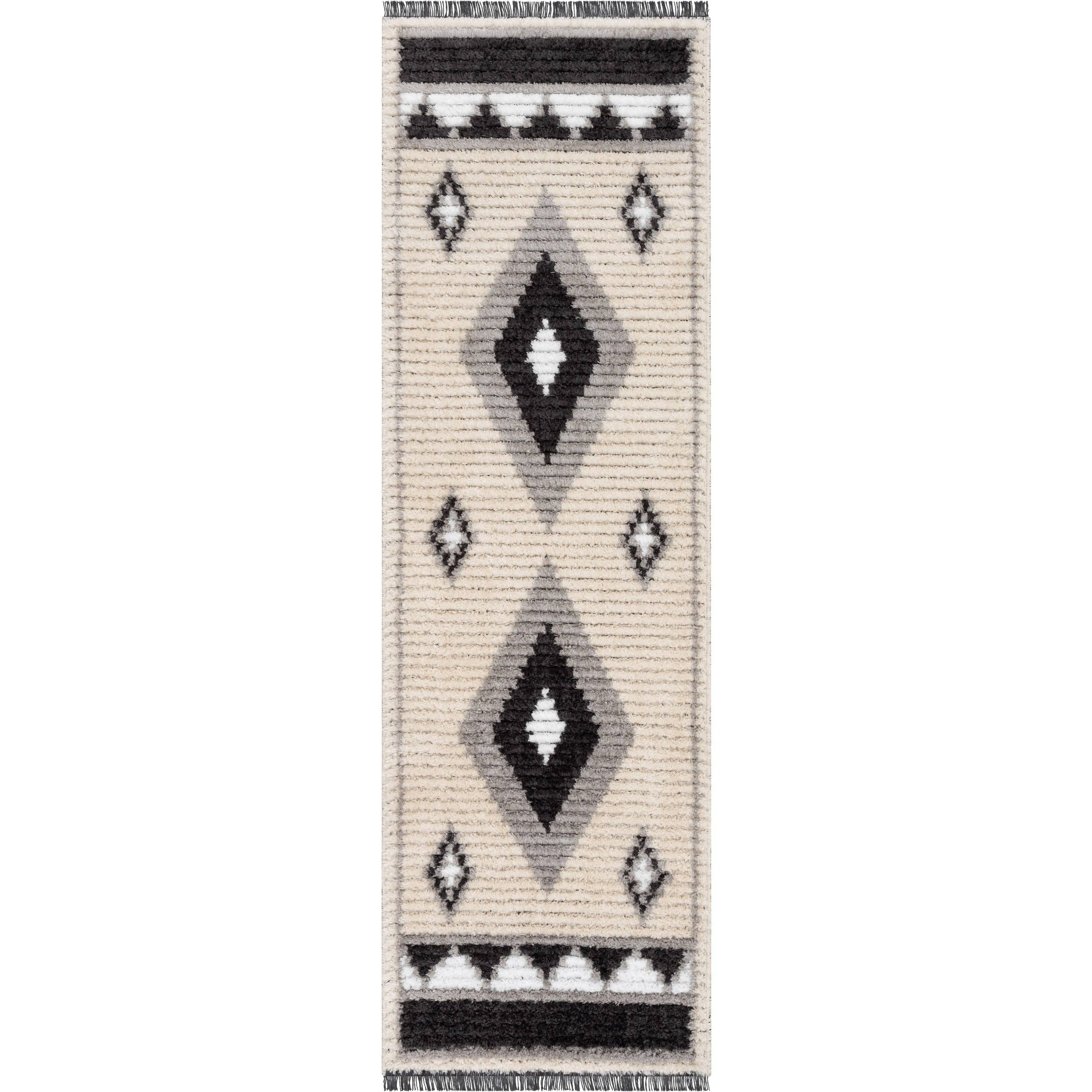 Well Woven - Wholesale Area Rug - Una Moroccan Diamond Medallion Pattern Grey High-Low Texture6