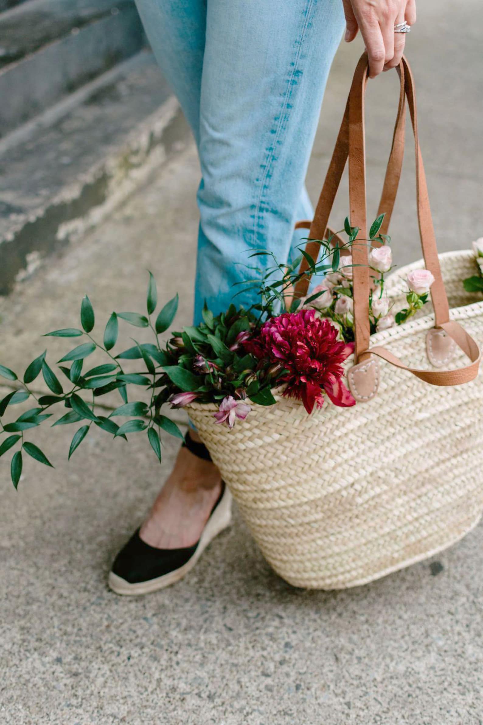 wowheritage – Großhandel Strandtaschen – Französischer Marktkorb mit doppelten Ledergriffen7
