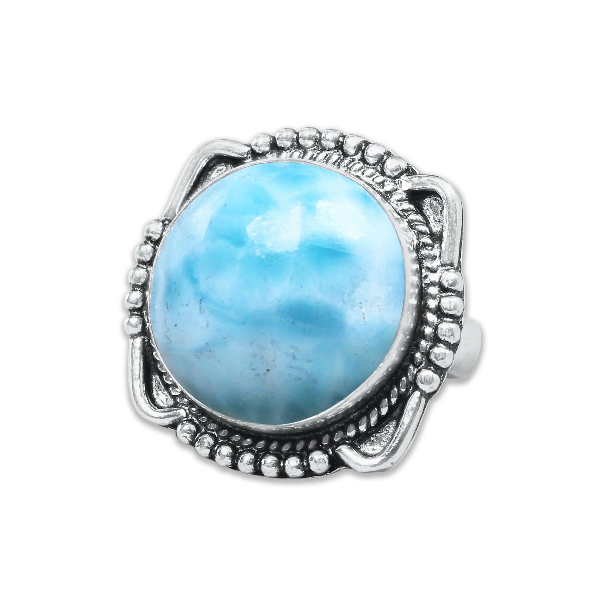 Handmade Jewels - Wholesale Cocktail/Statement Ring - Handmade Silver-Plated Larimar Rings – Minimalist Ocean-Inspired Jewelry (Natural Larimar)22