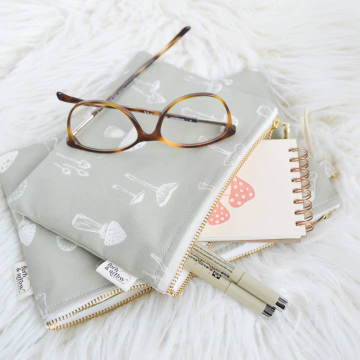 Sage Mushrooms Zipper Pouch Coin Purse for wholesale by Fern & Arrow