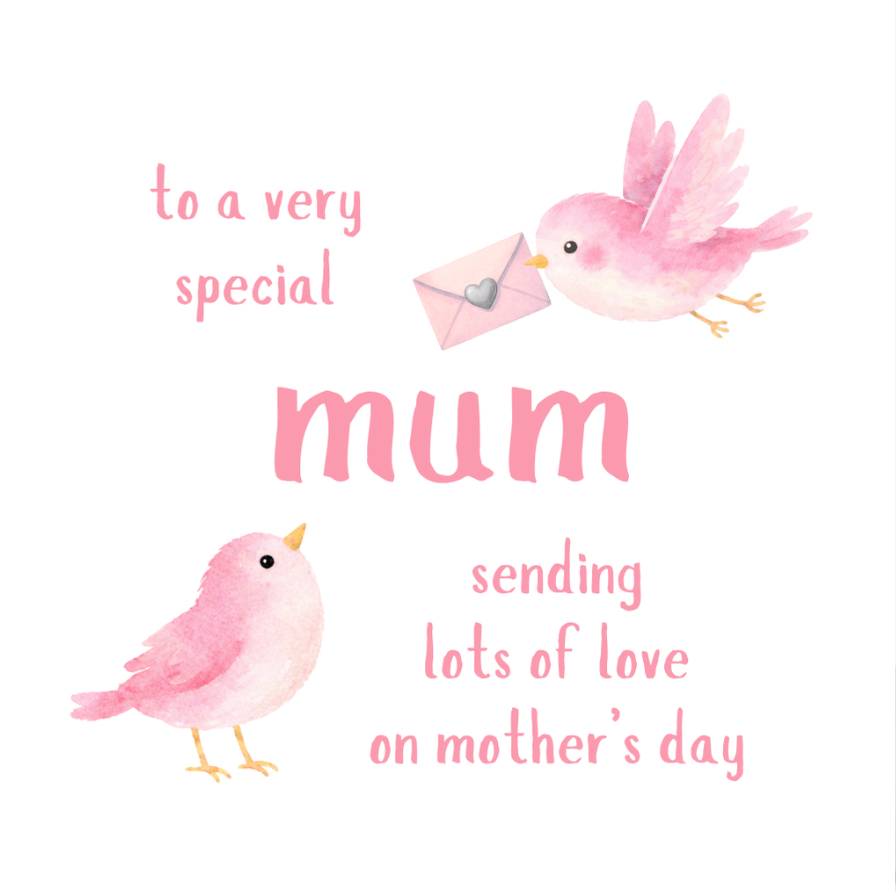 Petimo – wholesale Mother’s Day card – Sweet Hearts Special Mum Pink Birds Mother's Day Card2