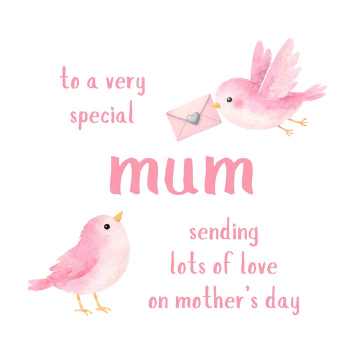 Petimo – wholesale Mother’s Day card – Sweet Hearts Special Mum Pink Birds Mother's Day Card2