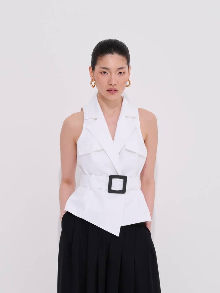 Lia Square Schnallenweste 100% Feine Bio-Baumwolle für den Großhandel von WHAT IF
