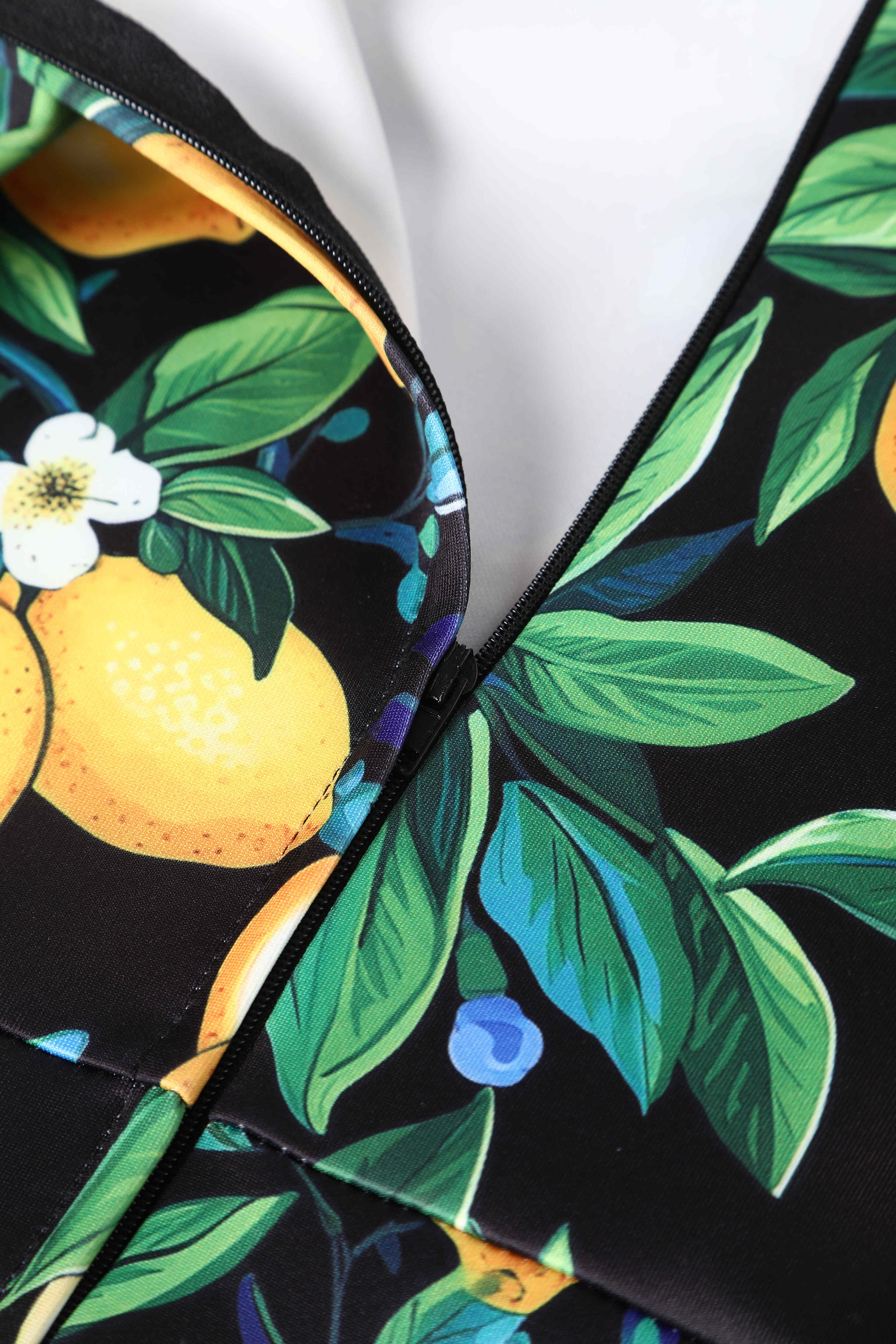 Dolly & Dotty - Wholesale Dress - Women's - Monroe Off-the-Shoulder Pencil Dress in Black Lemon Print17