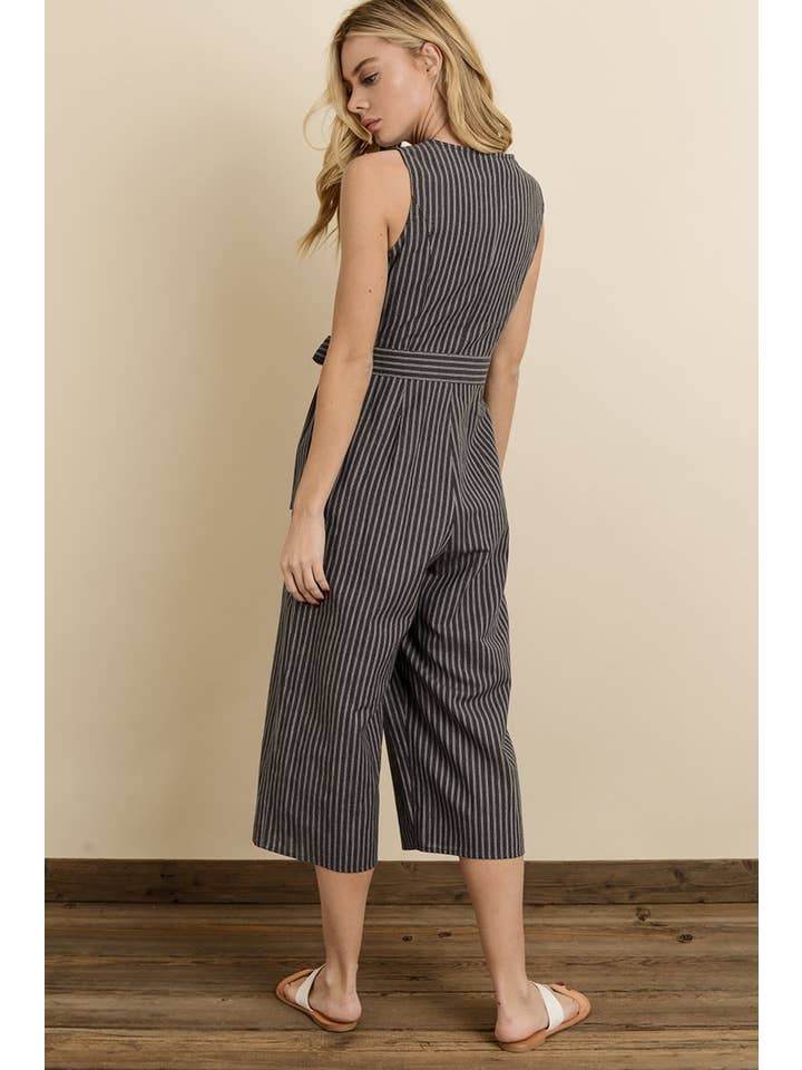 Dress Forum - Wholesale Jumpsuit - Women's - FP3198 Double-Stripe Surplice Cropped Jumpsuit8