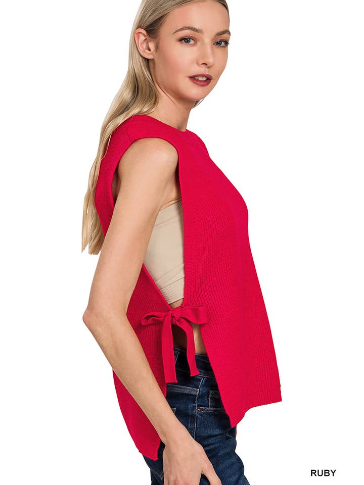 42POPS - Wholesale Outerwear Vest - Women's - `.0806 Side Tie Sweater Vest SI-285363