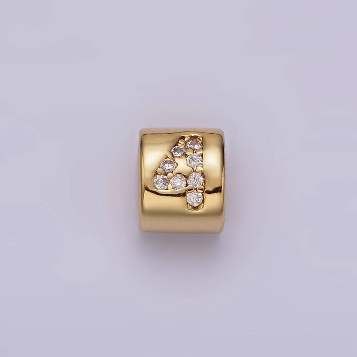 Aim Eternal - Wholesale Individual Charm/Pendant - 14K Gold Filled 0-9 Number Clear Micro Paved CZ Slider Bead Spacer | B-807~B-8114