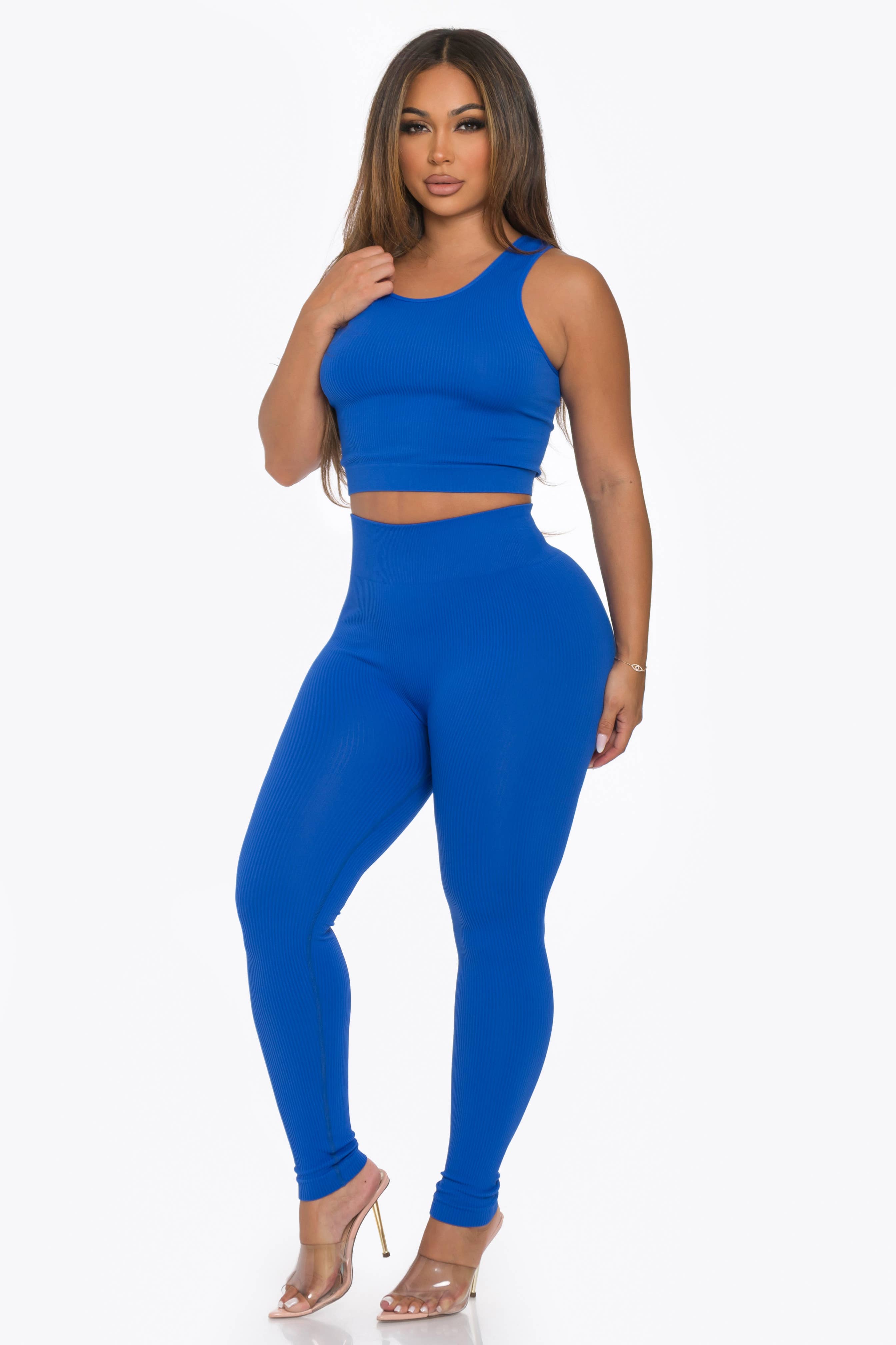 Lime All the Time - Vendita all'ingrosso Completo sportivo - Donna - Set 2 pezzi sportivo: top crop e leggings12