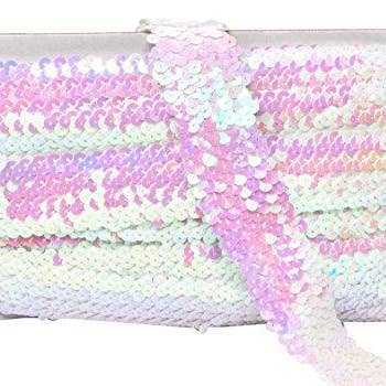 Mandala Crafts – Engroshandel Håndværk forsyninger – Mandala Håndværk Elastisk Paillet, Flad Glitter Stretch Bling Paillette Stof Bånd, Metallisk Applikation Trim Blonder til Kjole Pynt, Pandebånd18