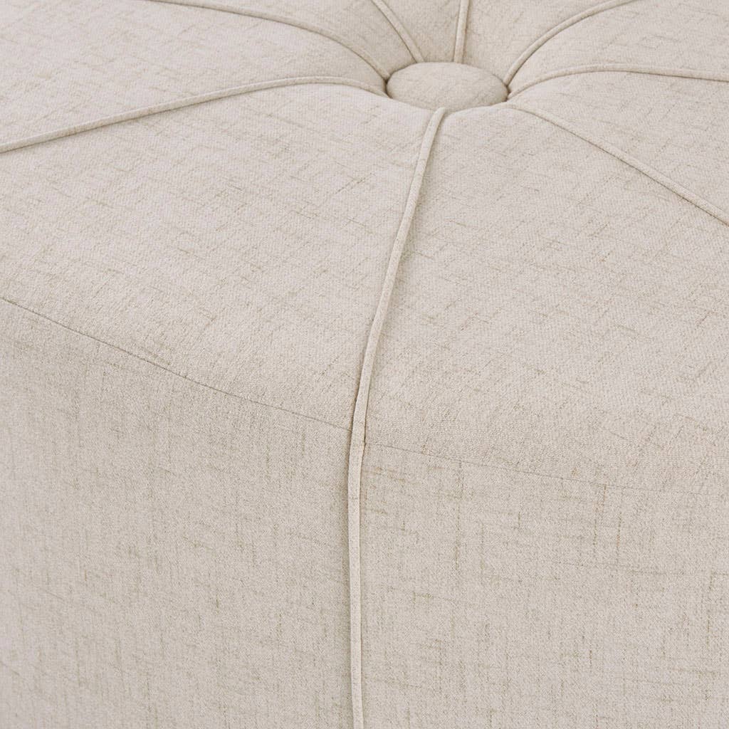 Olliix - Wholesale Ottoman - Oval Oversized Ottoman with Tufted Center, Cream *5