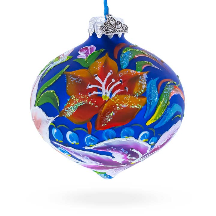Florale Lilien Zwiebel-Form Spitze Glasornament für den Großhandel von BestPysanky