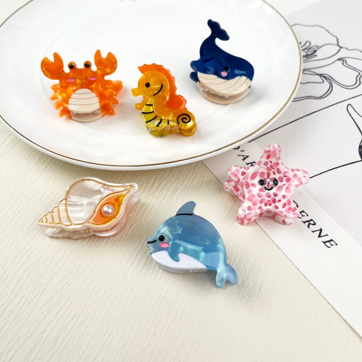 TheDivaSoap - Wholesale Hair Clip - Women's - Acetate mini marine life hair clip crab conch claw clip10