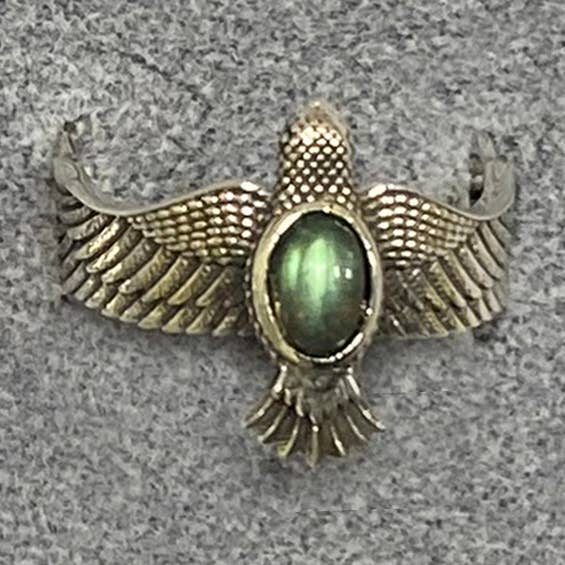 Bague en argent sterling - Corbeau avec pierre véritable pour la vente par Nirvana LLC