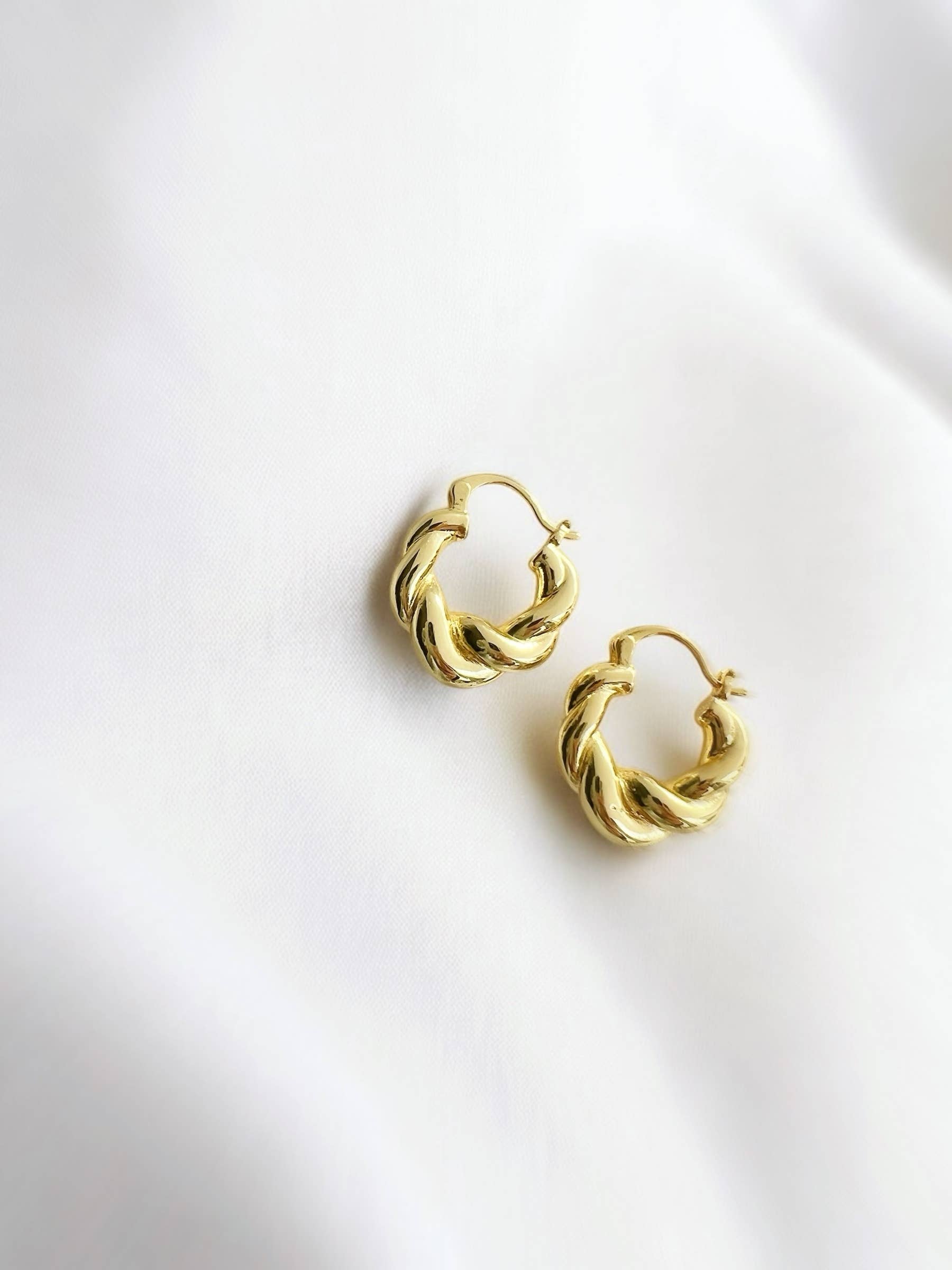 True by Kristy Jewelry - Wholesale Hoop Earrings - Hannah Croissant Twist Hoops Earrings Gold Filled1
