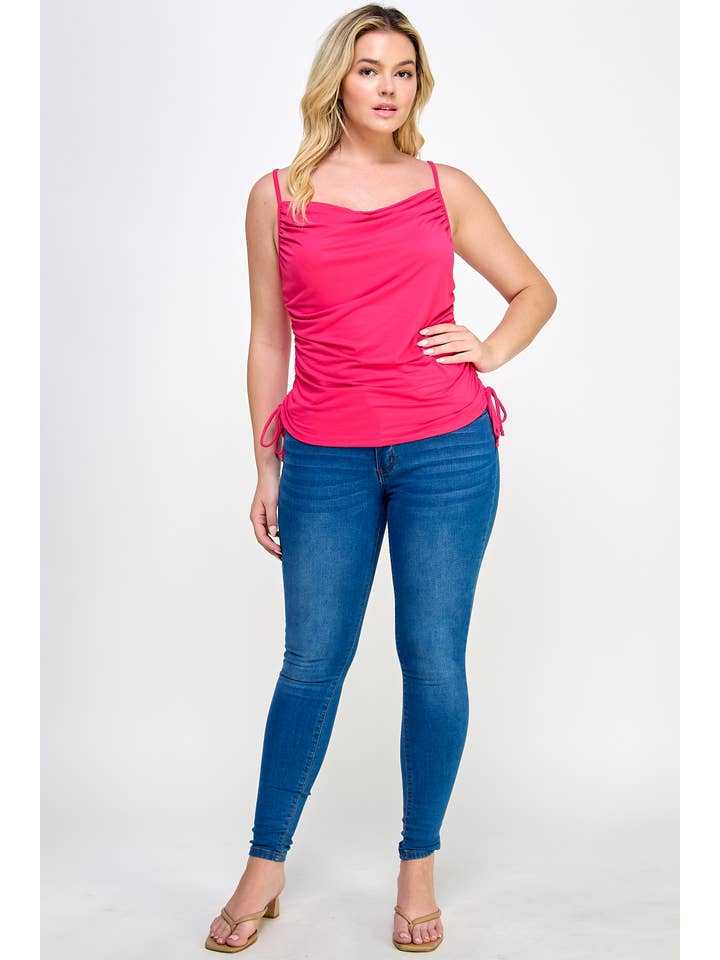 Haute Fox Plus Size & Contemporary - Wholesale Camisole - Women's - Plus Size Cami Ruched Cowl Neck Top WG17807