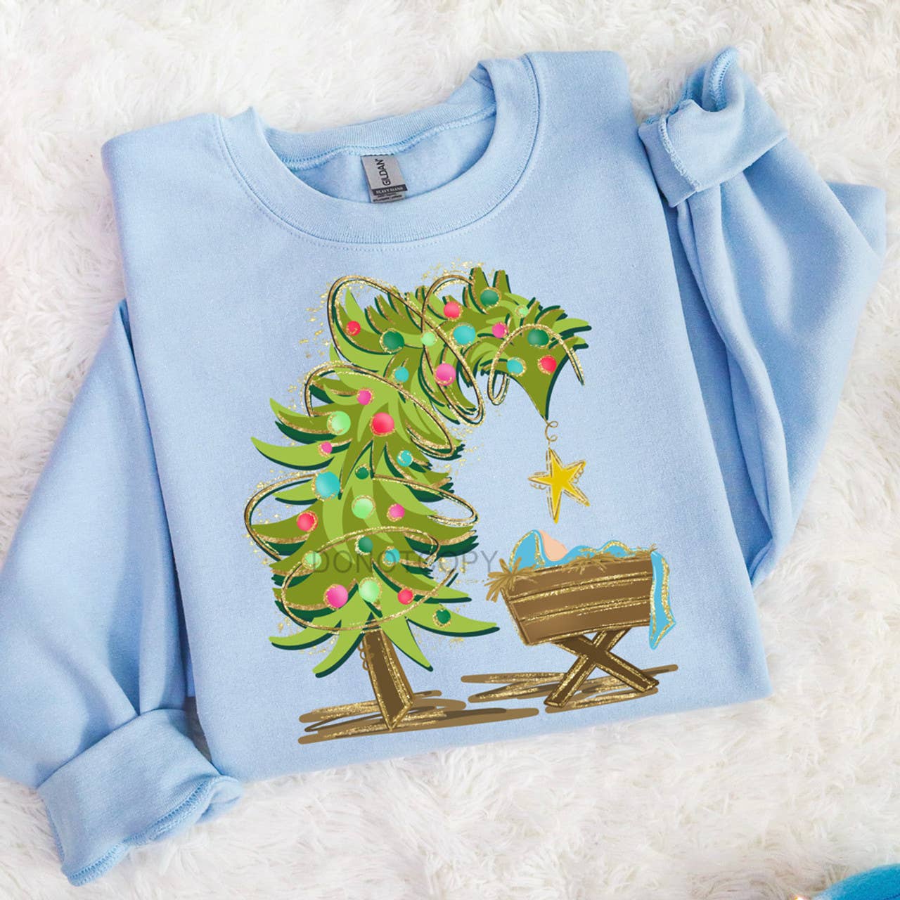 Trendy Tee Co. - Vente T-shirt à imprimés – unisexe - Sweatshirt Arbre Penché & Crèche0