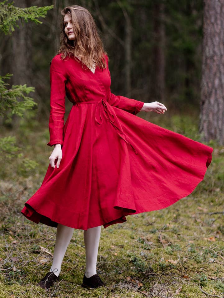 Son de Flor - Wholesale Dress - Women's - Wrap Dress, Long Sleeve9