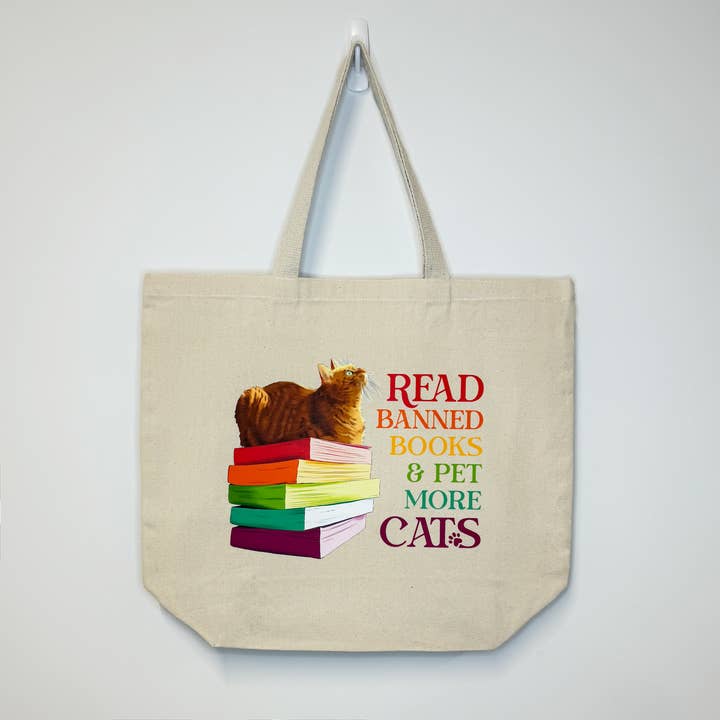 Bolsa de lona de libros prohibidos y gatos para venta al por mayor de Cat Loaf Studio