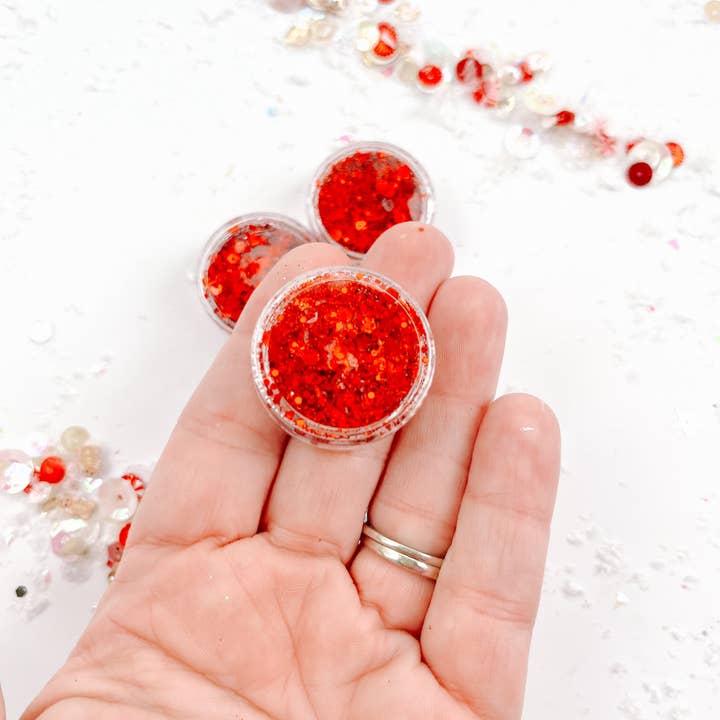 Evie Pearl Handmade LLC - Wholesale Hair Glitter - Red Sparkle Hair Glitter Gel1