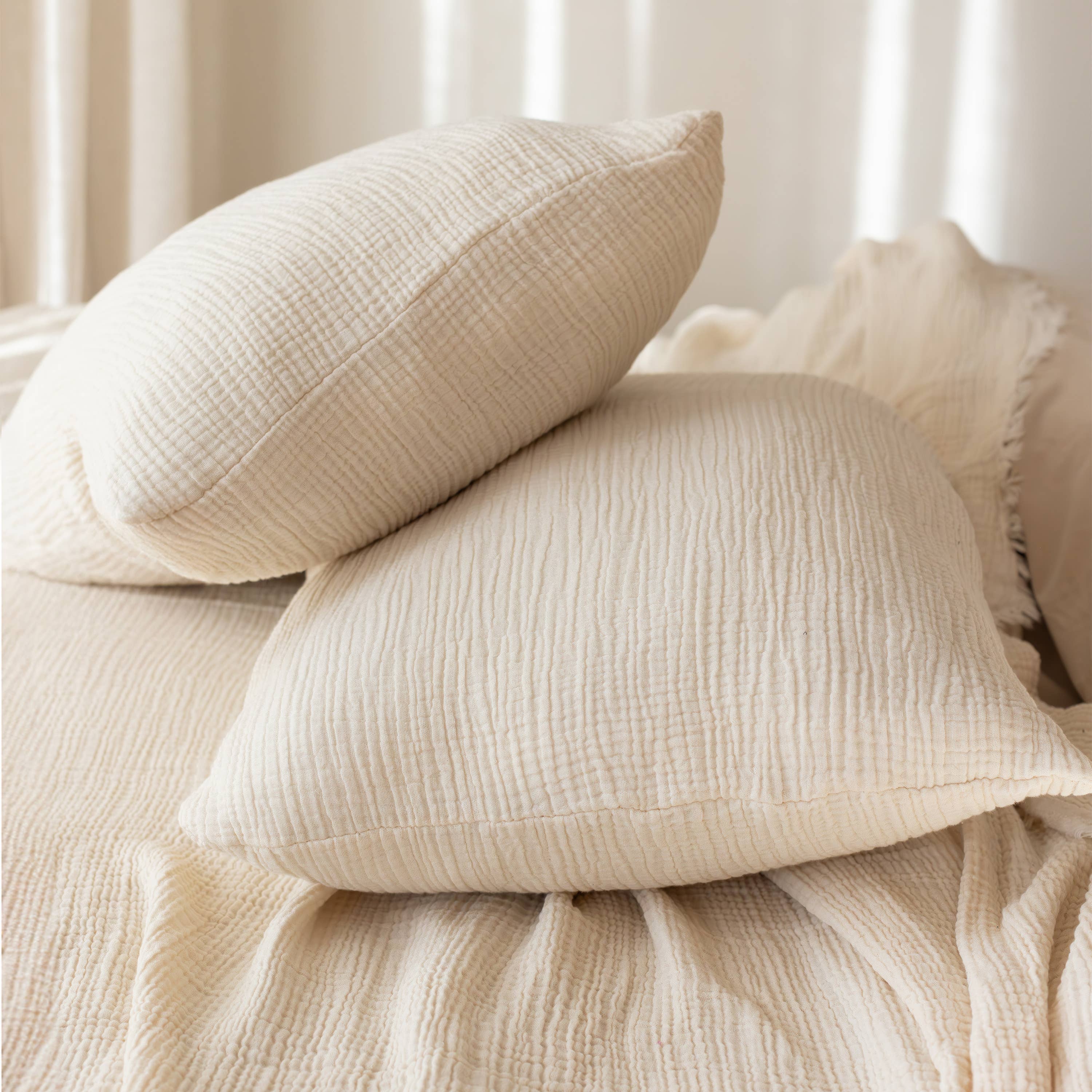 Vivamaison - Vente Plaids - Couvre-lit en mousseline frangé 100 % coton doux, 4 couches premium89