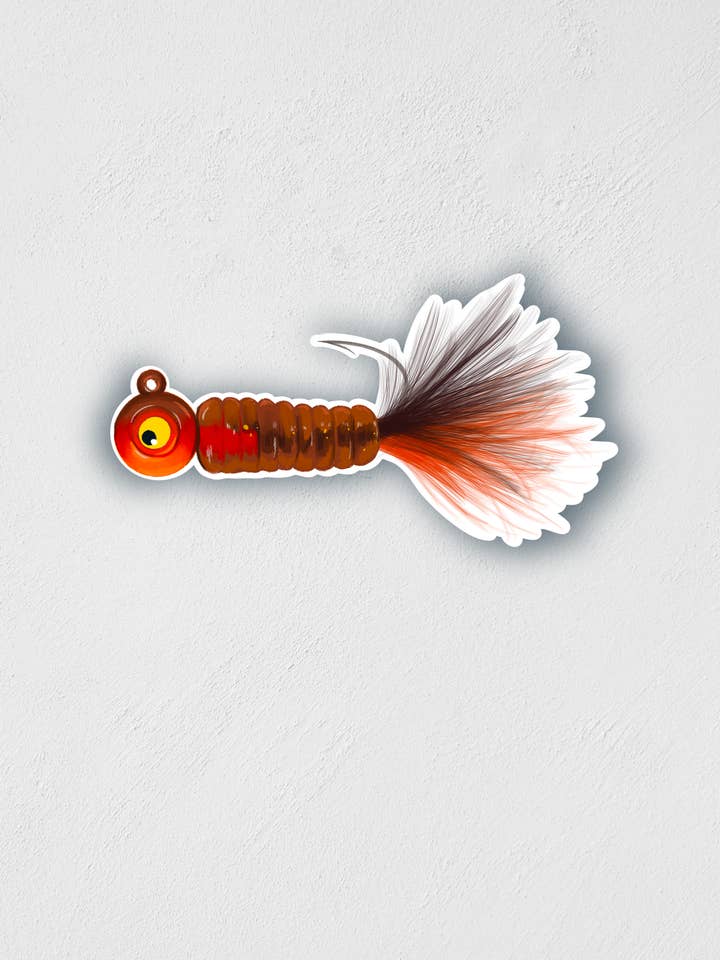 RED FLY Fishing Lure Sticker for wholesale by Little Rocks Design