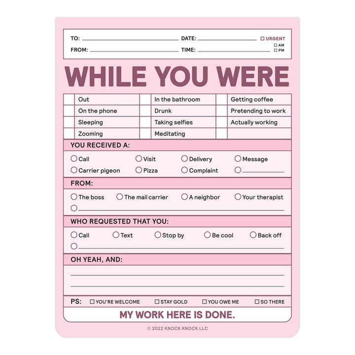 Knock Knock - Wholesale Notepad - While You Were Nifty Note Pad (Pastel Version)