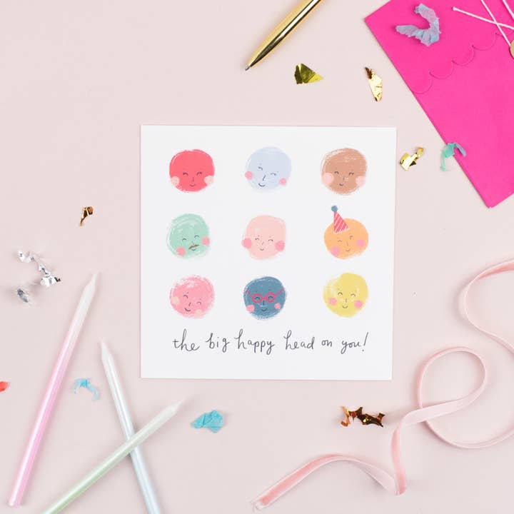 Pickled Pom Pom - Wholesale Babykaartje - HET GROTE BLIJE HOOFD OP JOU!