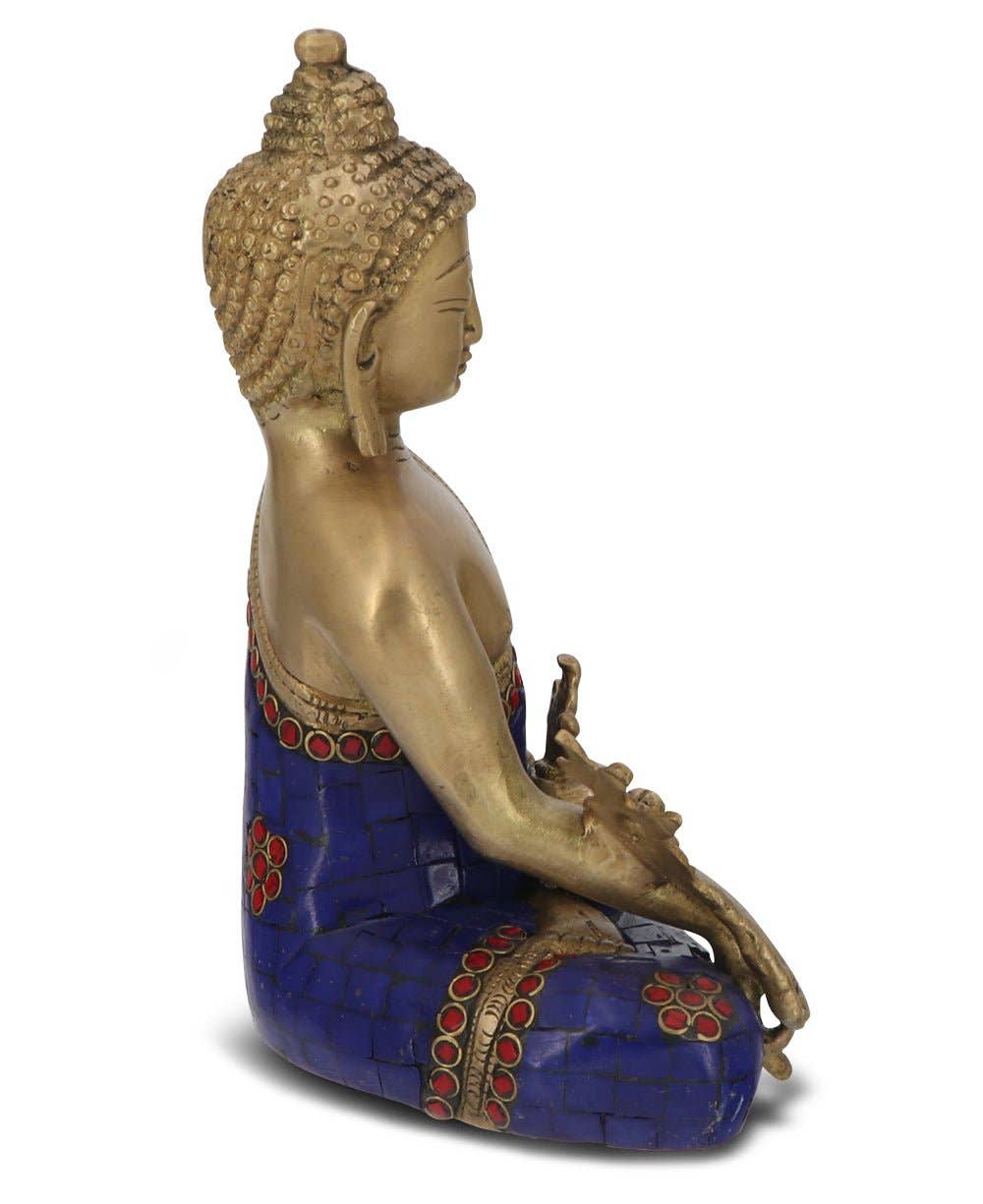 Buddha Groove - Wholesale Decorative Figurine - Medicine Buddha Statue in Artistic Brass Mosaic4