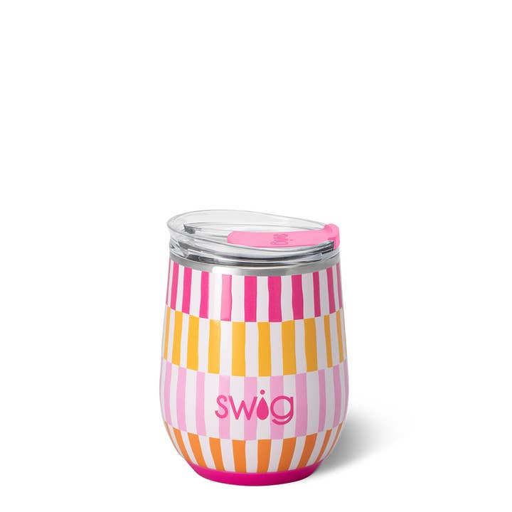 Gobelet à vin sans pied rayé sorbet (12 oz) pour la vente par Swig Life